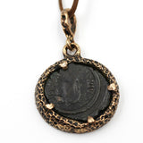 Bronze Pendant set with Ancient Byzantine copper coin 081