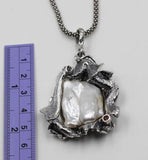 MA-039   Sterling Silver & Freshwater baroque Pearl Pendant.