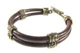 Leather & Old World Bronze Bracelet.  021