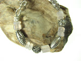 Sterling Silver & Fancy Cut Rose Quartz Bracelet. 018