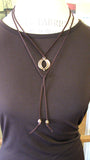 Brown Ultra Suede & Solid Bronze Multi. Necklace.