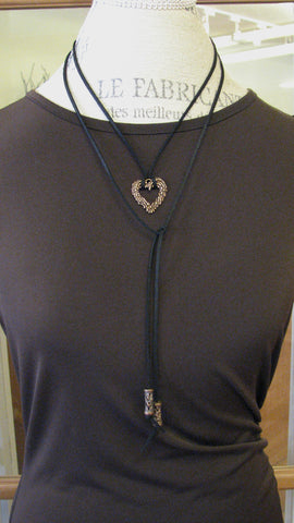Bronze and Leather Lariat Necklace