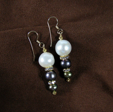 Three Pearl Drop Earrings.  029