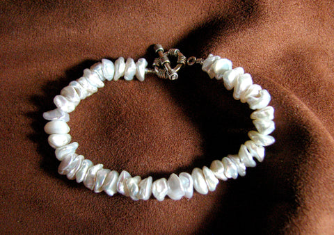 White fresh water Keshi Pearl Bracelet.