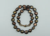 Rich Chocolate Color Fresh Water Baroque Pearl Necklace.
