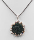 Sterling Silver Pendant w/ Ancient  Roman coin & Sapphires.