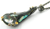 Sterling Silver & Abalone shell Pendant w/ Colored Sapphires.