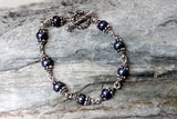 Fresh Water black pearl & sterling silver bracelet.