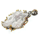 Fresh Water Pearl Pendant with Sapphires and Gold Accents